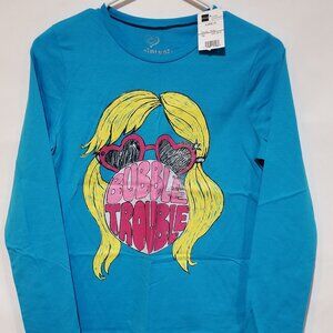 Girlyfied Girls's XL 18 Bubble Trouble Turquoise Blue Long Sleeve Shirt NWT NEW